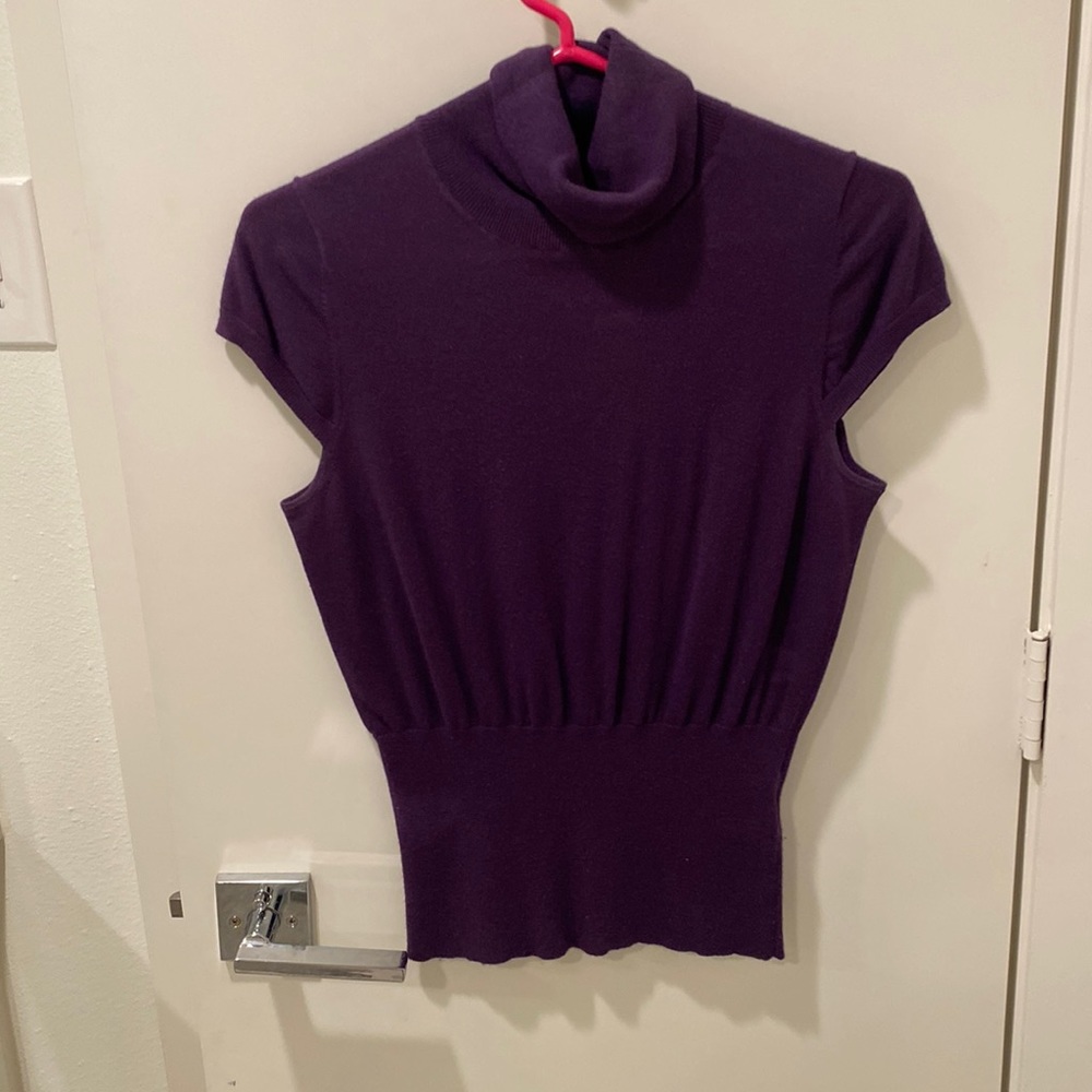 Cashmere Purple turtleneck top with cinched waist